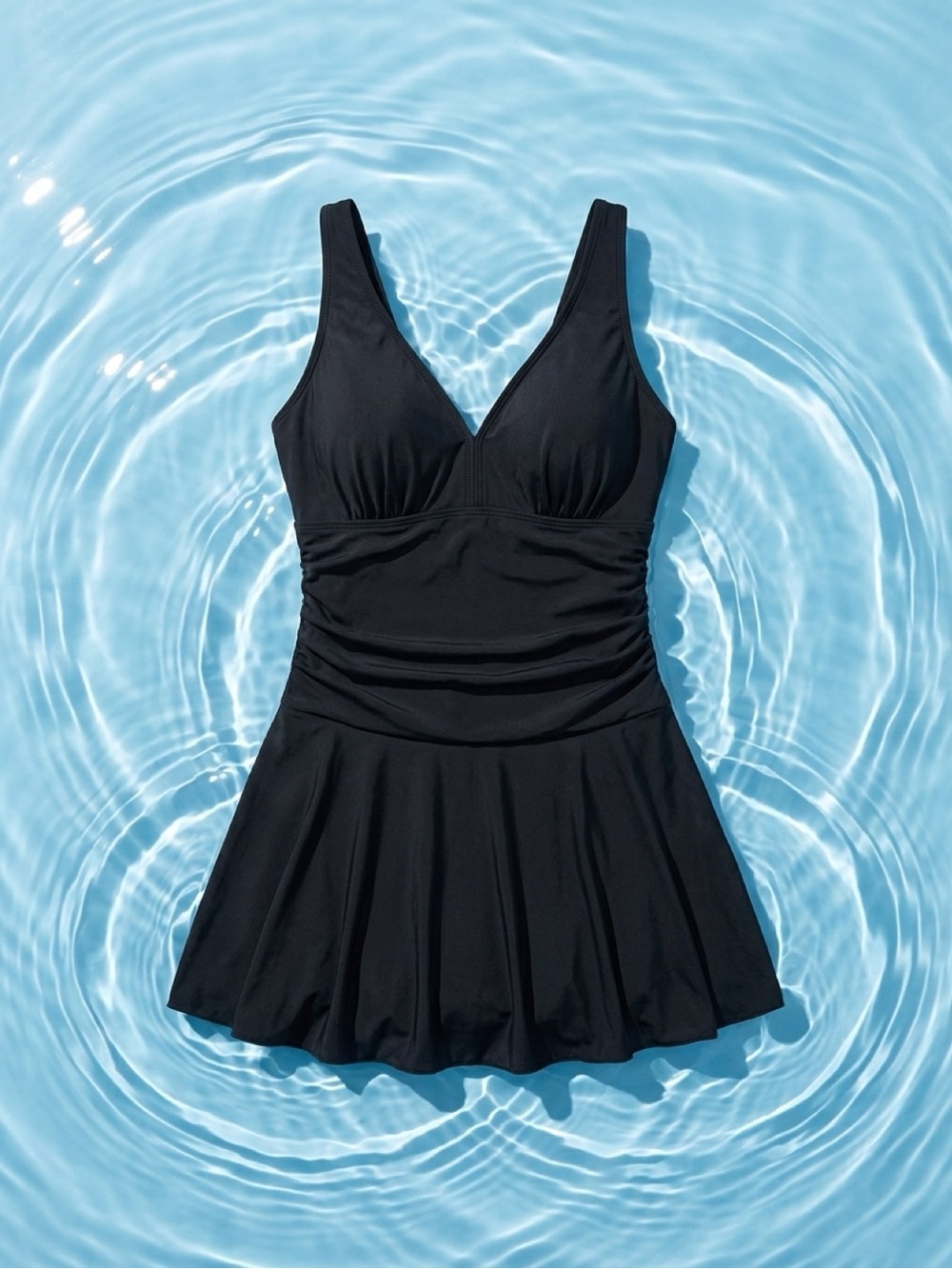 Amazon Black V-Neck Skirted Swimdress